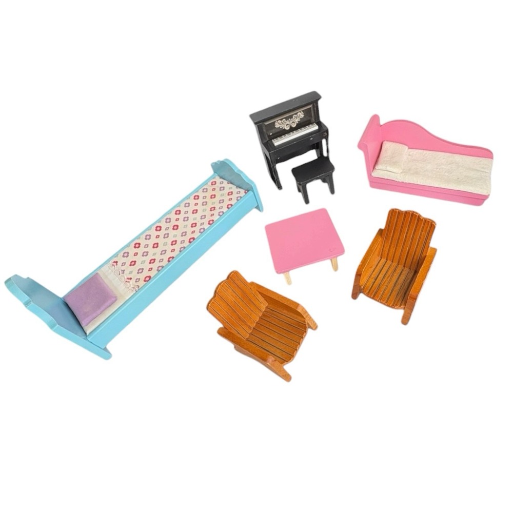 KidKraft Wooden Doll House Play Furniture Couch Chairs Musical Piano Lot of 7